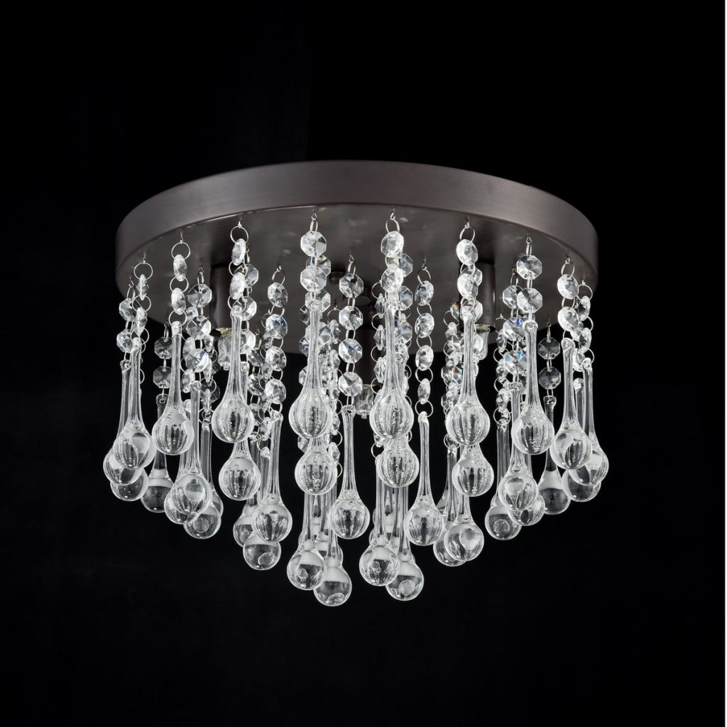 Brushed Nickel Semiflush Mount Ceiling Light Glass Dome Shade