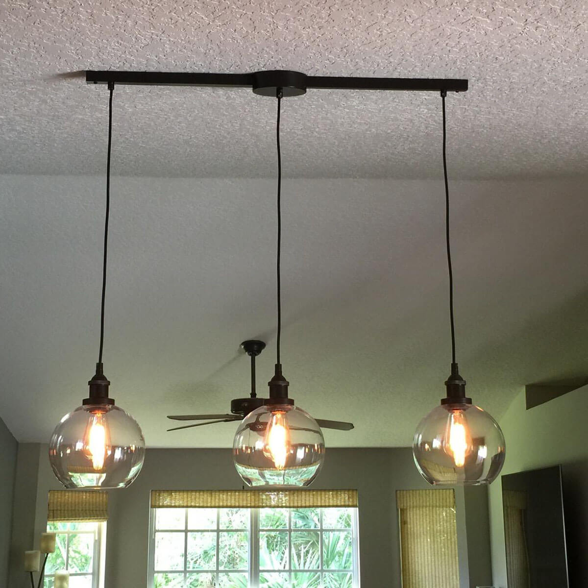 Clear Industrial Globe Glass Kitchen Island Pendant Lighting Fixtures