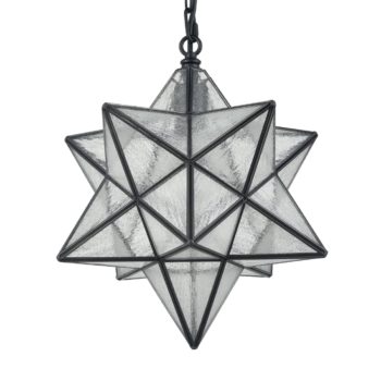 Moravian Star Pendant Light 14-inch Seeded Glass Shade