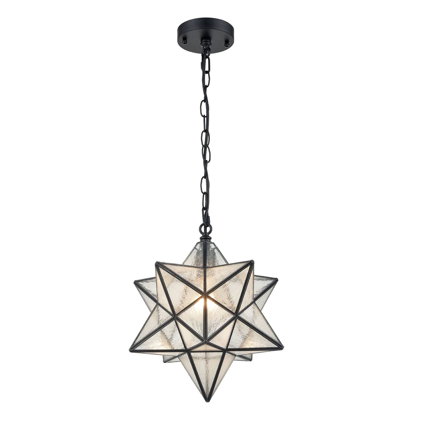 Seeded Glass Shade Moravian Star Pendant Light Claxy
