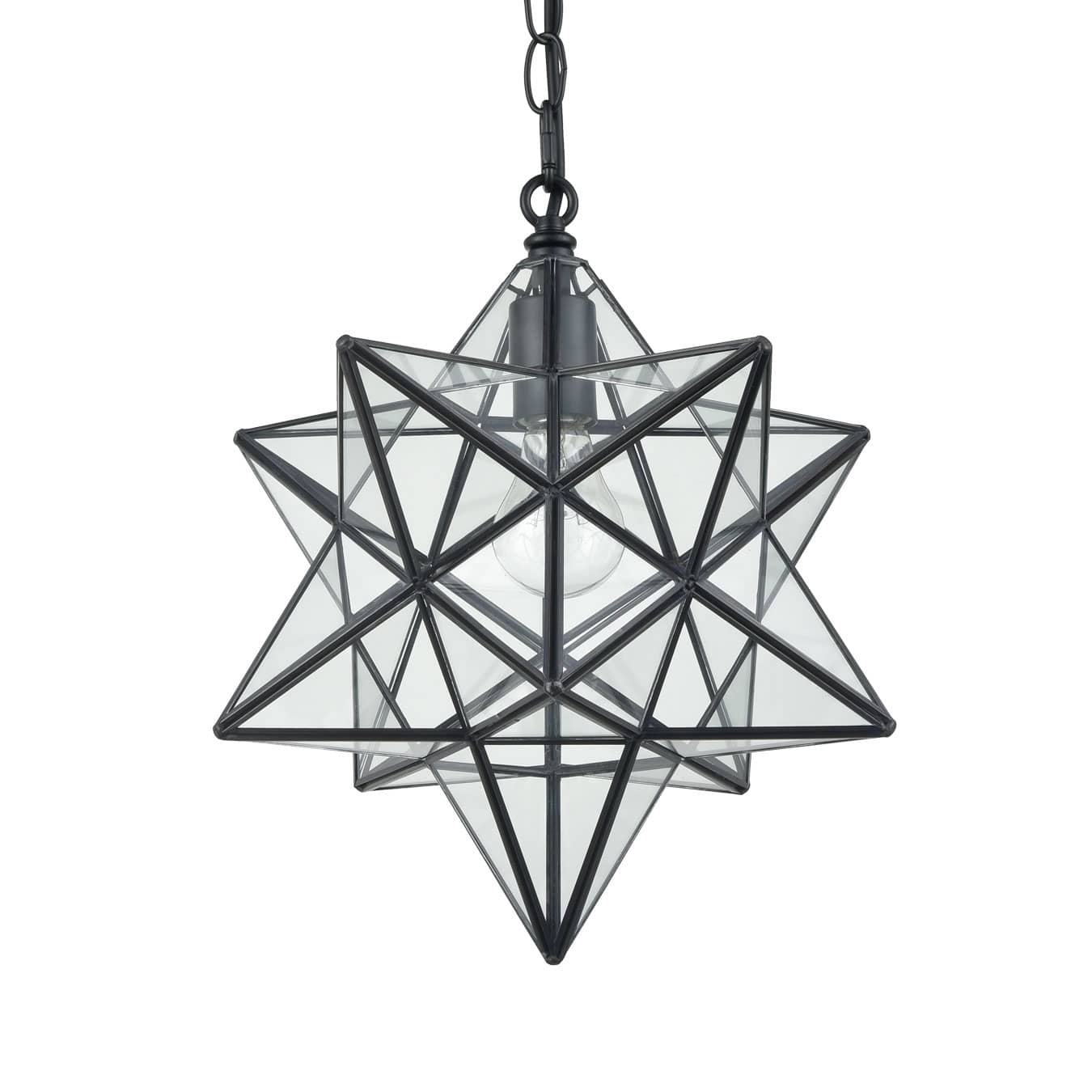 Moravian Star Pendant Light Clear Glass Shade Claxy