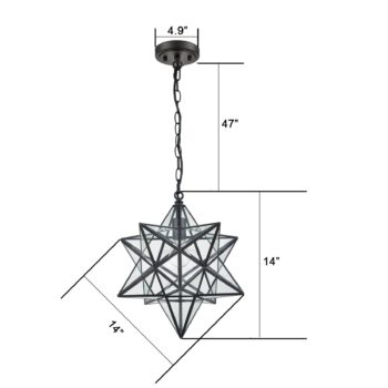 Moravian Star Pendant Lights Clear Glass Shade , 14''
