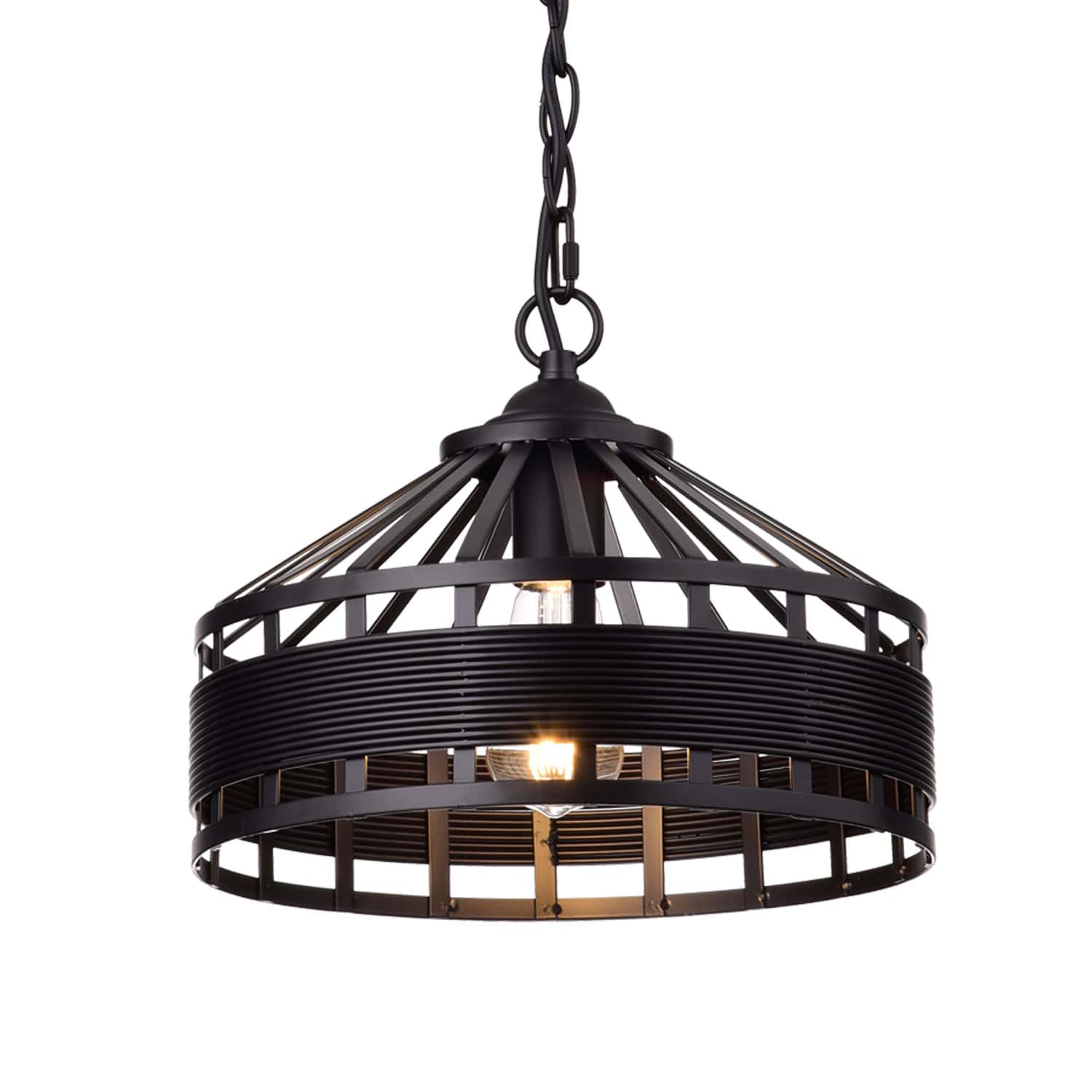 Rustic Black Drum Pendant Chandelier Dining Table Lighting