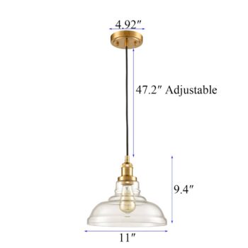 Brass Modern Glass Pendant Lights Barn Shape Kitchen Lamps