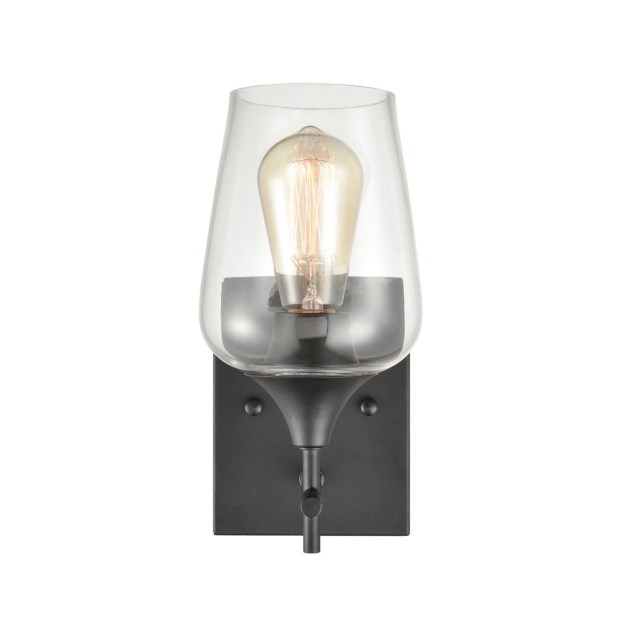 Matte Black Industrial Clear Glass Bathroom Wall Sconces