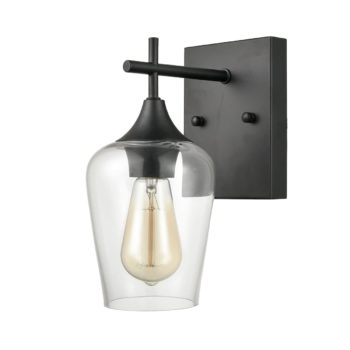 Industrial Clear Glass Wall Sconces Matte Black Bathroom Wall Lights