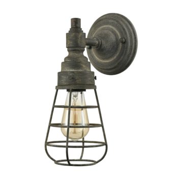 Rustic Double Light Wire Caged Wall Lights with Solid Metal