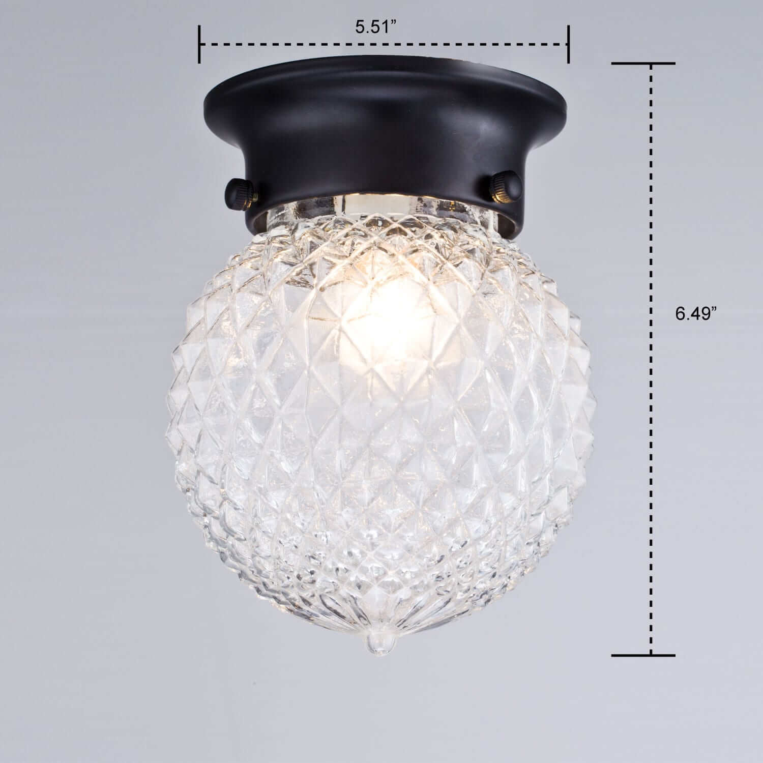 Industrial Oil Rubbed Bronze Pineapple Glass Shade Flush Mount