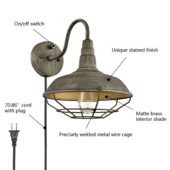 Farmhouse Metal Cage Plug-in Wall Light Distressed Blue