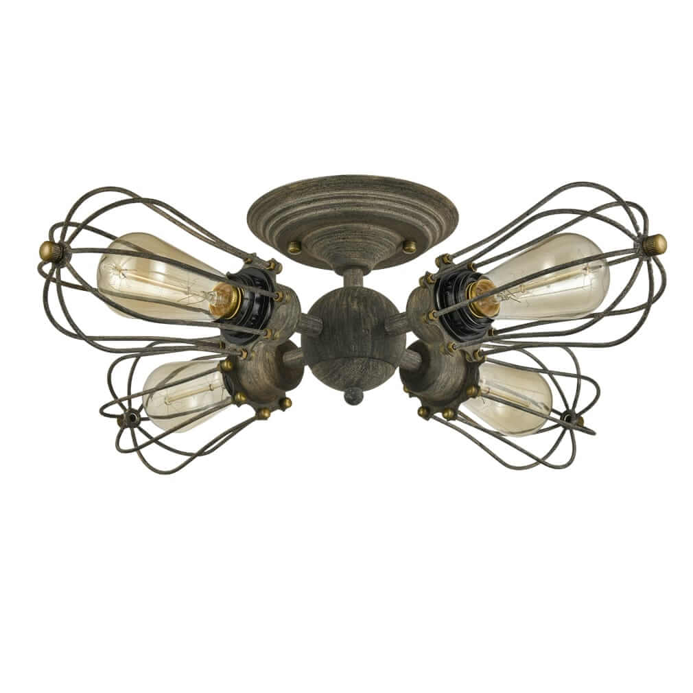 Wire Cage Rustic Semi Flush Mount Ceiling Light