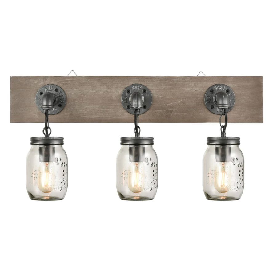 Farmhouse Mason Jar Bathroom Vanity Fixture 3 Lights Claxy