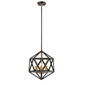 Industrial Gold and Black Pendant Lights 3 Light Hanging Lamp 7