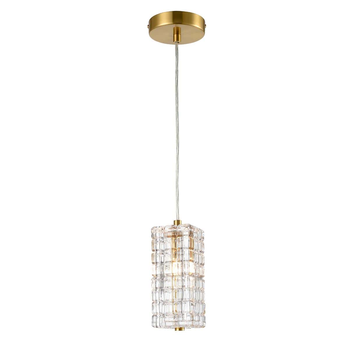 Brass Modern Crystal Glass Shade Pendant Light Claxy