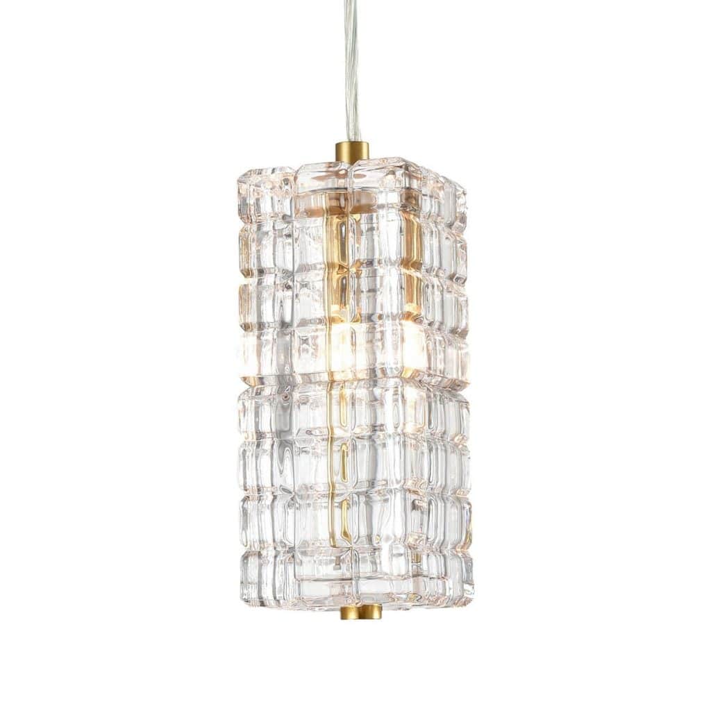 Brass Modern Crystal Glass Shade Pendant Light Claxy