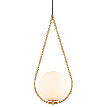 Modern Brass Globe Pendant Lights with Opal White Glass Shade