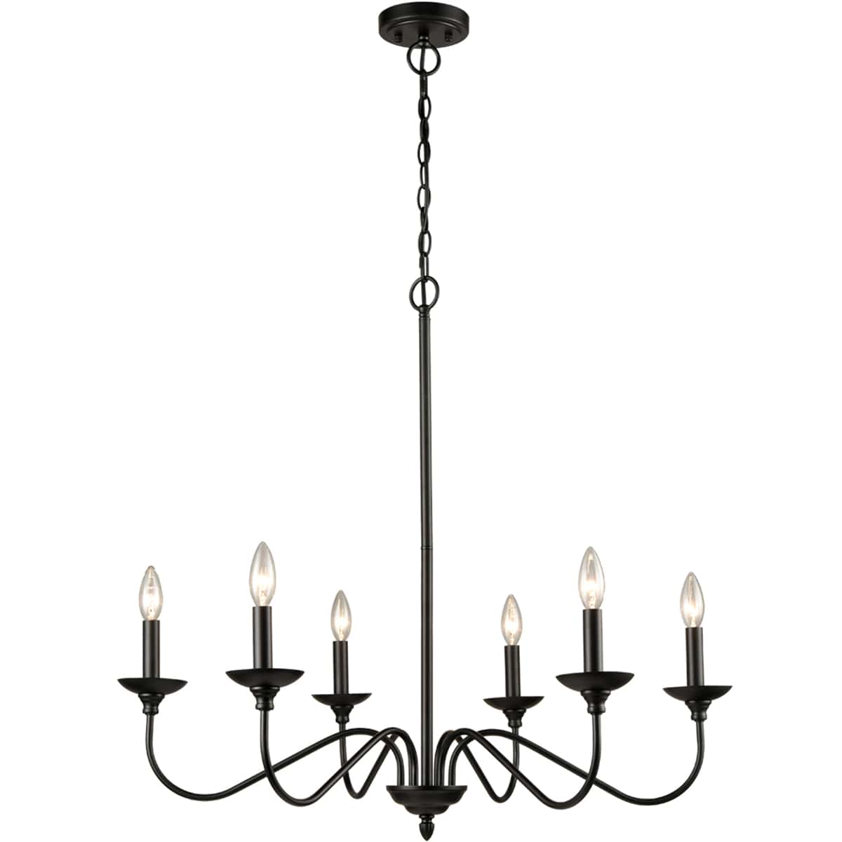 Farmhouse Chandelier Black Candle Chandelier, 6Light