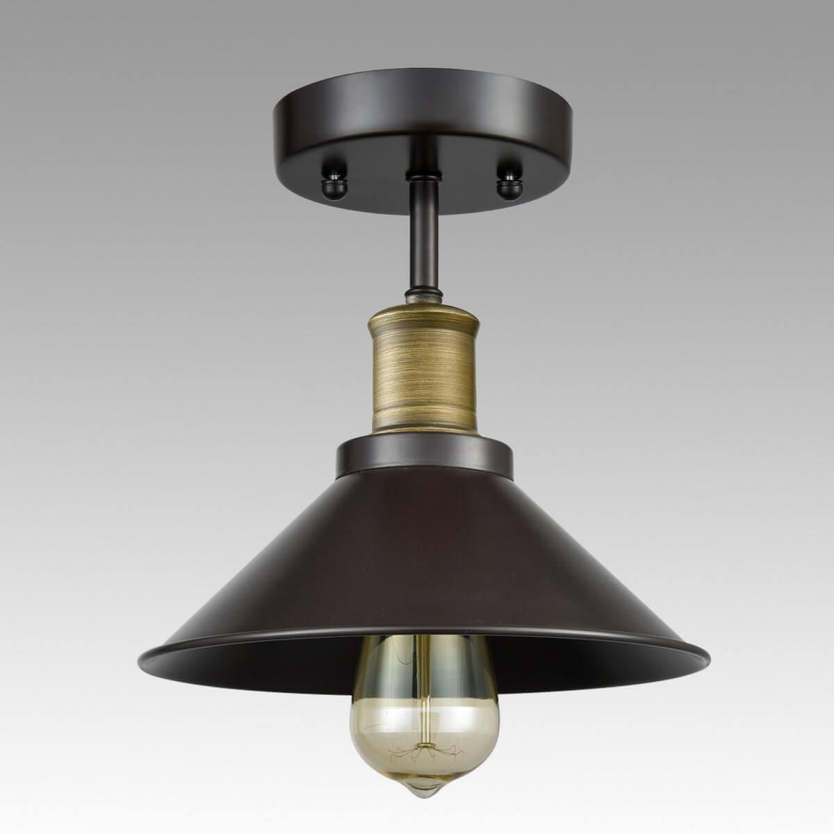 Industrial Mini Bronze Ceiling Light 1 Light Cone Shade Fixture