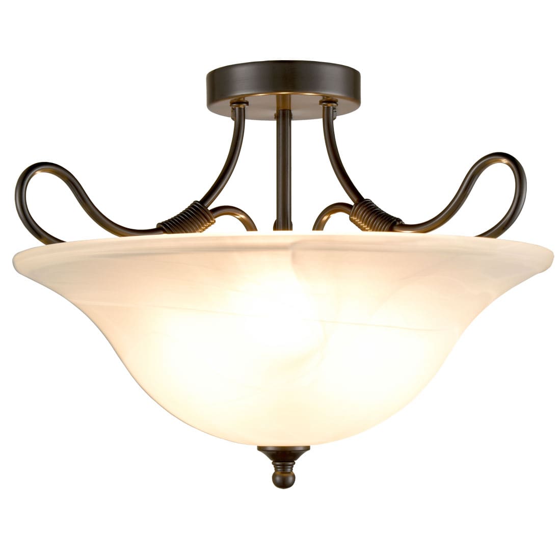 White Frosted Alabaster Glass Transitional Orb Ceiling Fixture 3