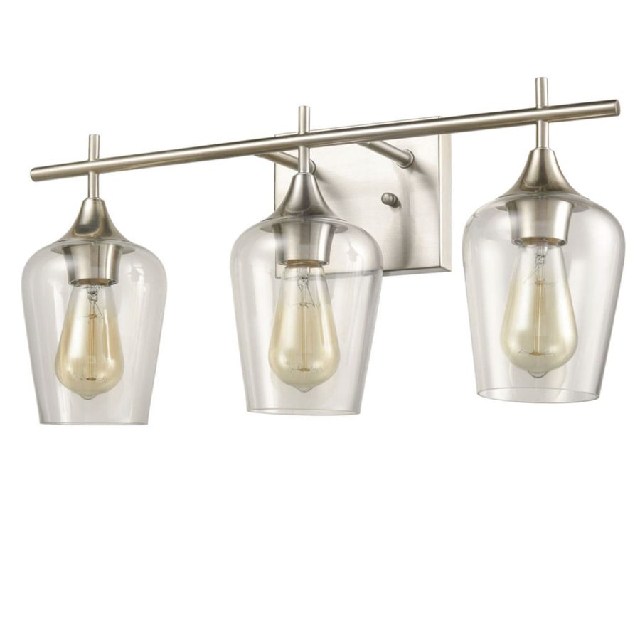 Brushed Nickel Vintage Bath Vanity Over Mirror Sconce 3 Lights Claxy