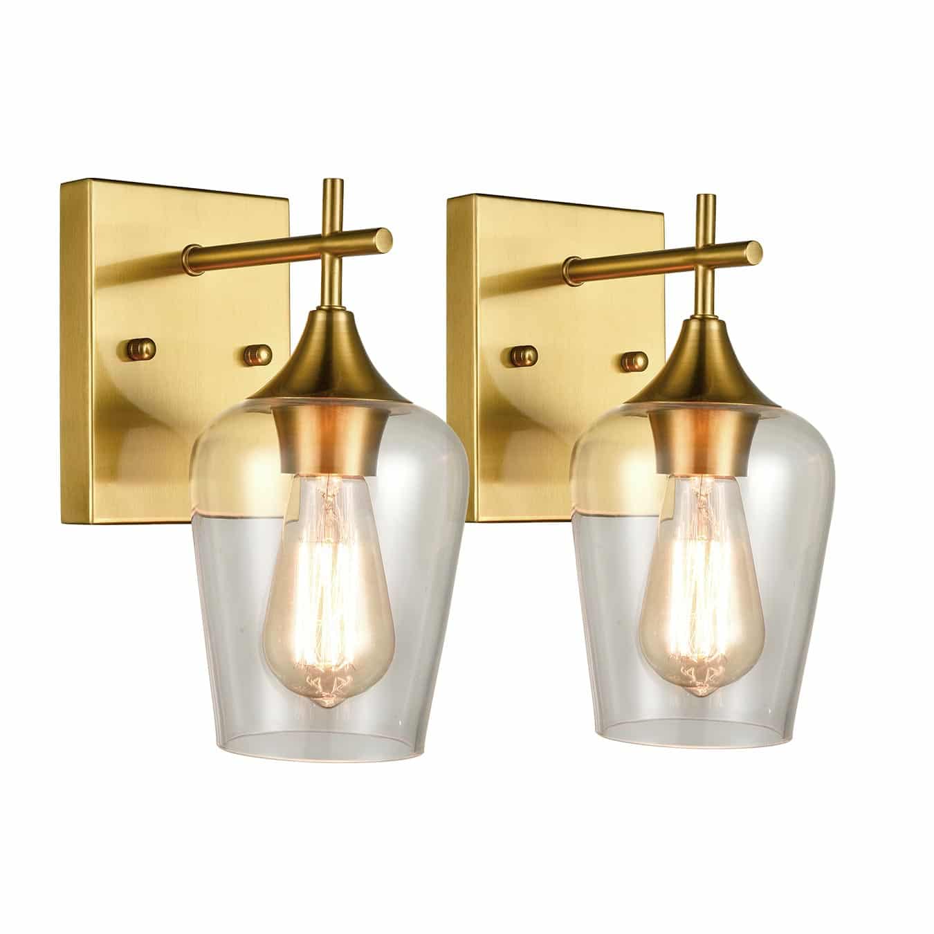 Clear Glass Bathroom Vanity Wall Sconce Pack of 2 Claxy