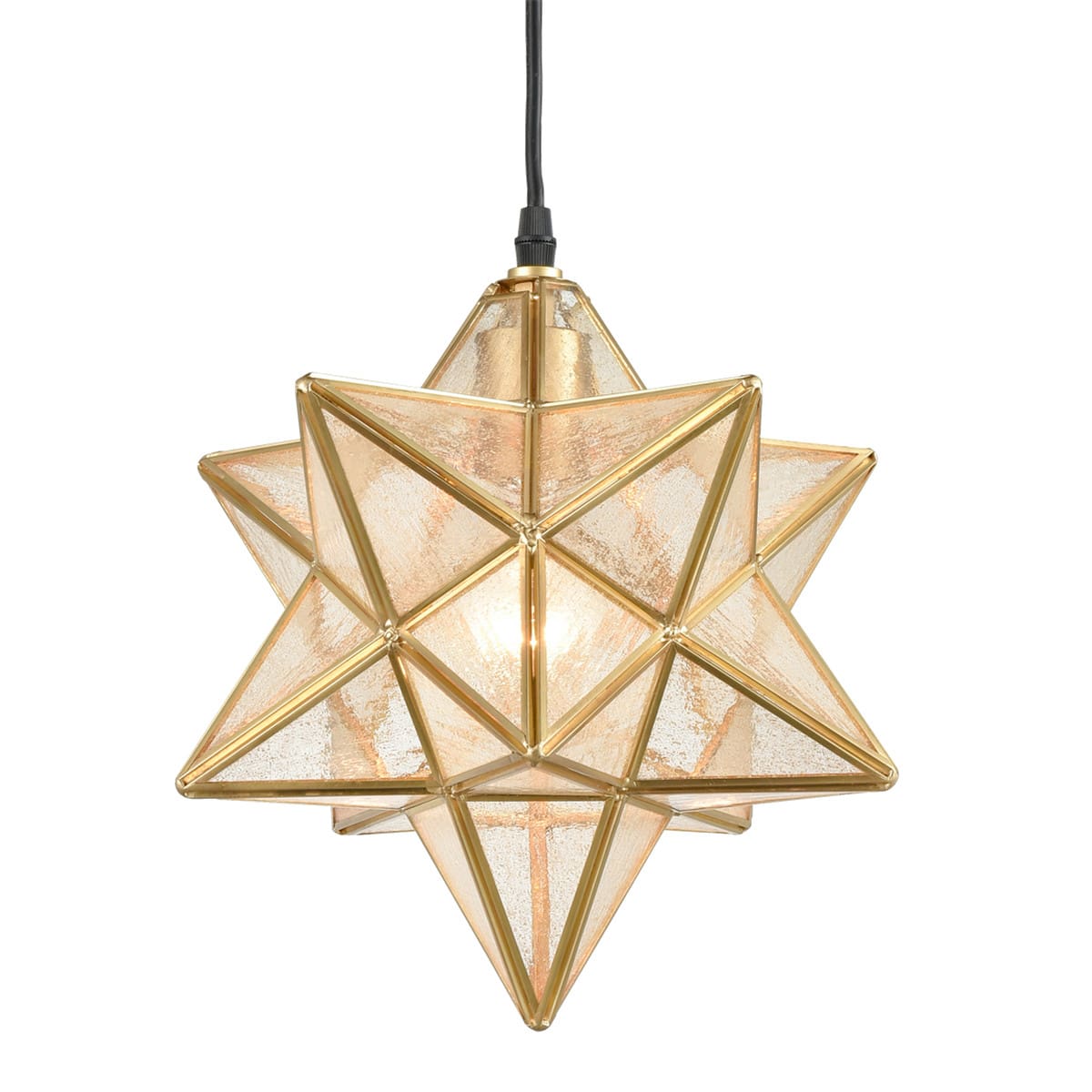 Gold Modern Clear Glass Moravian Star Pendant Light Claxy