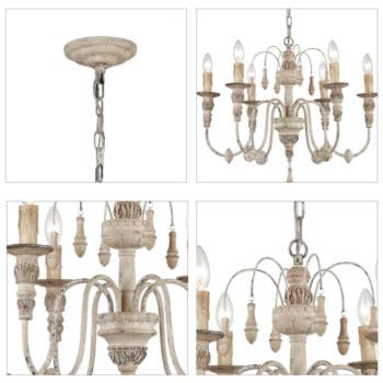 Distressed Cottage Chandelier 6 Light Candle Farmhouse Foyer Lighting Fixture