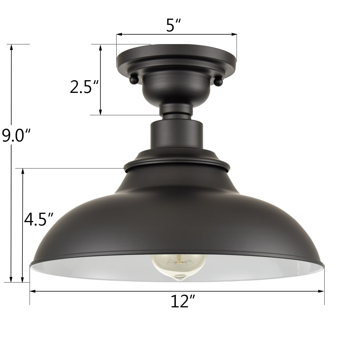 Semigloss Black Farmhouse Semiflush Ceiling Light Claxy