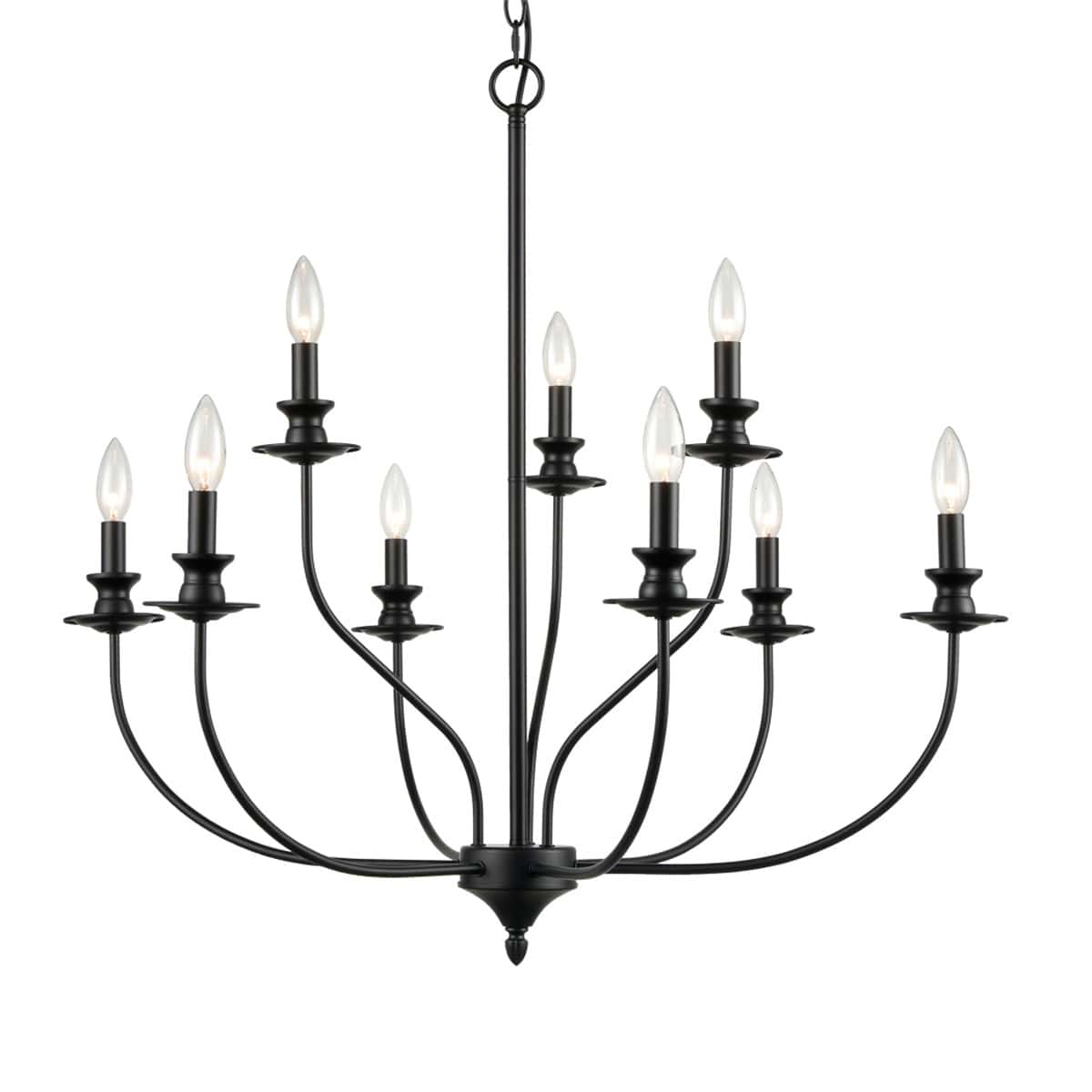Black Farmhouse Candle Dining room Chandelier Claxy