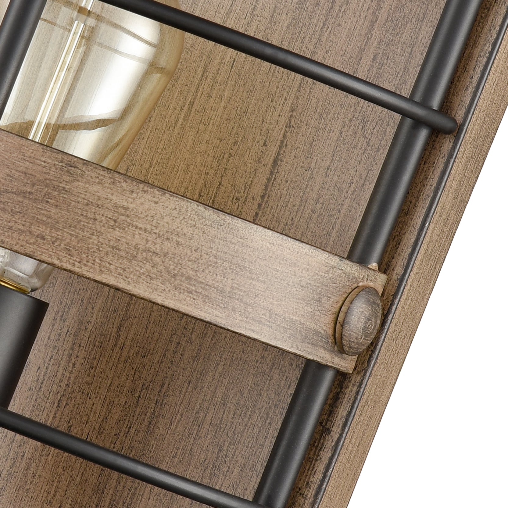 Wood Grain Farmhouse Metal Cage Wall Sconce 1 Light Claxy