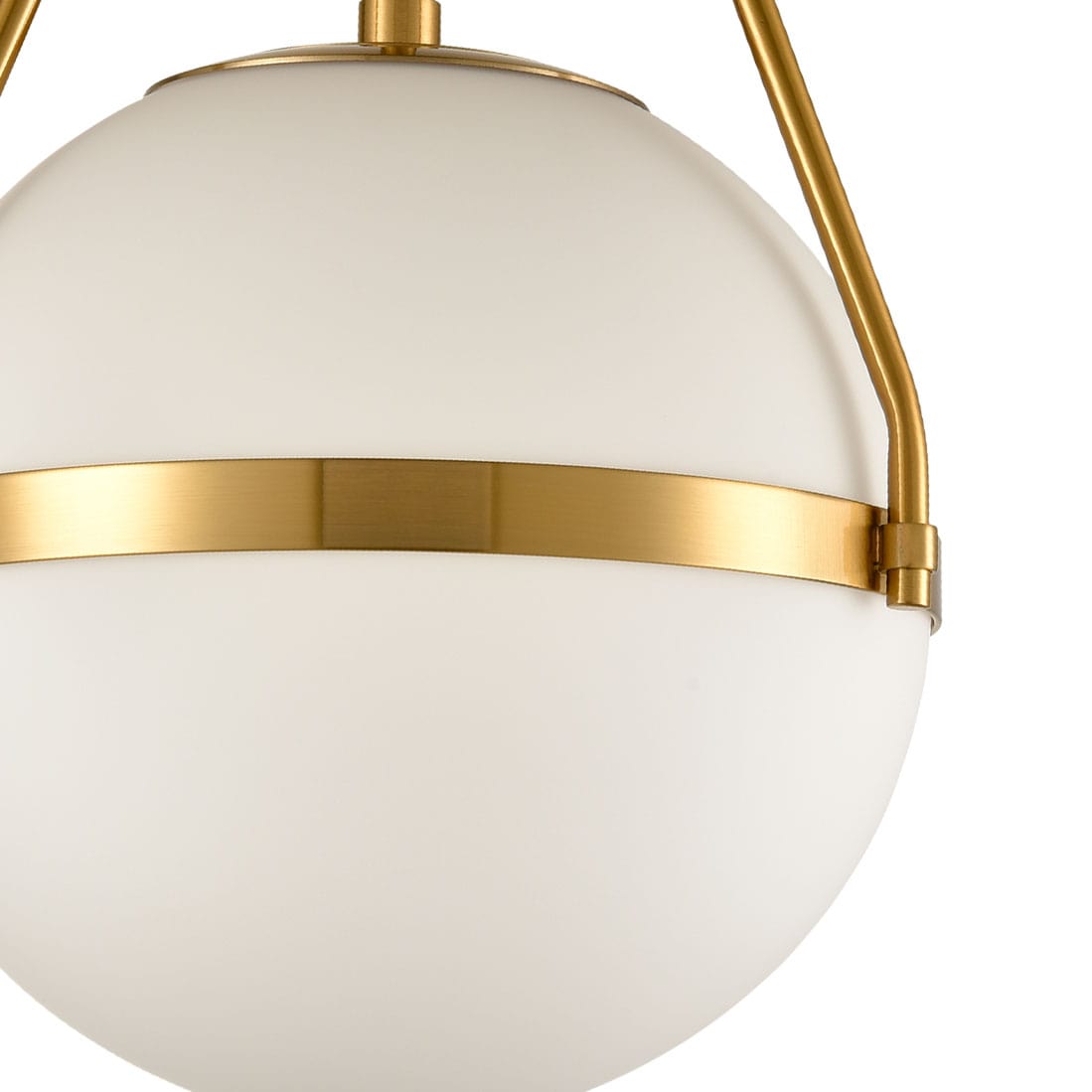 Brass Mid Century Opal Glass Shade Globe Semiflush Mount Ceiling Light Claxy