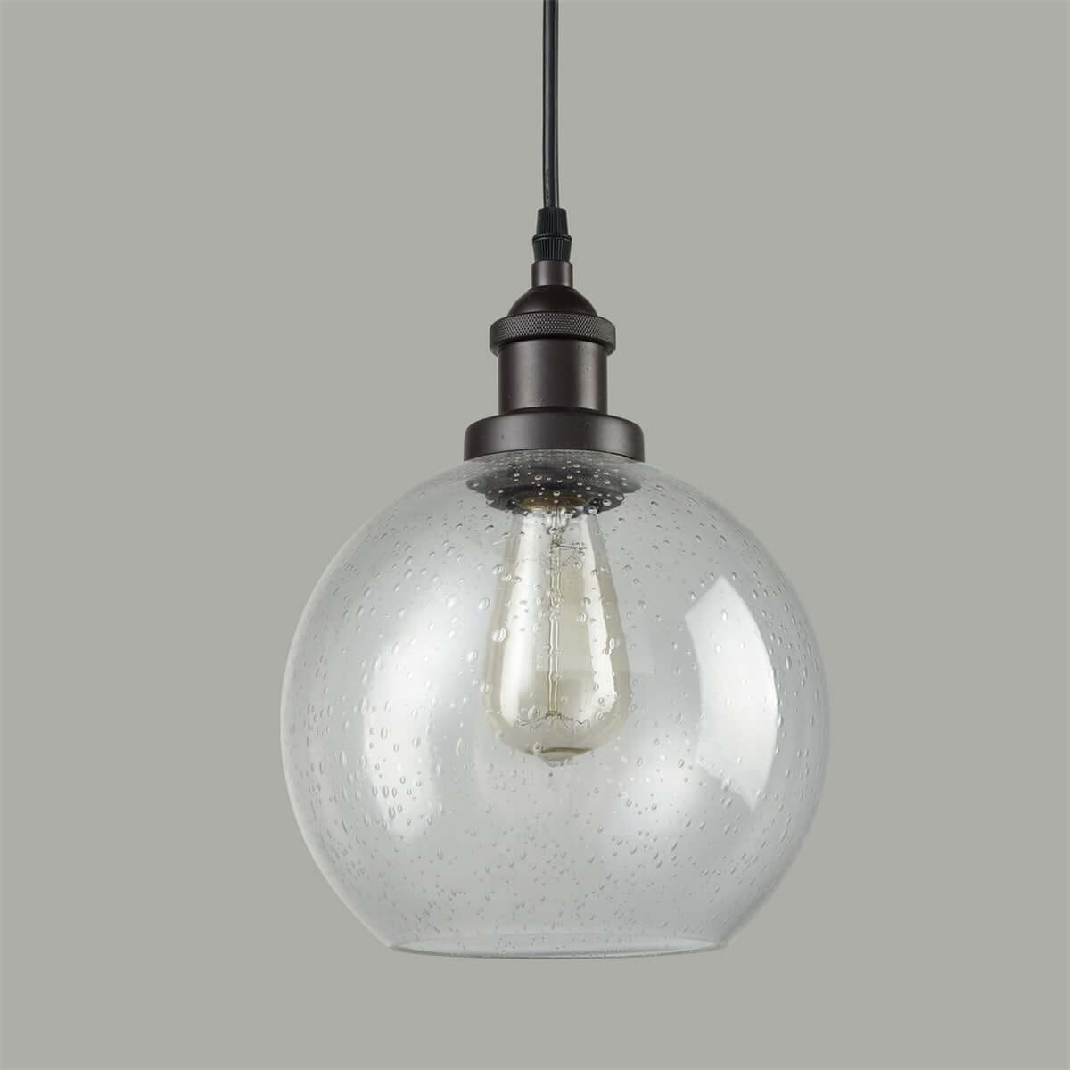 Globe Seeded Glass Pendant Lights OilRubbed Bronze Claxy