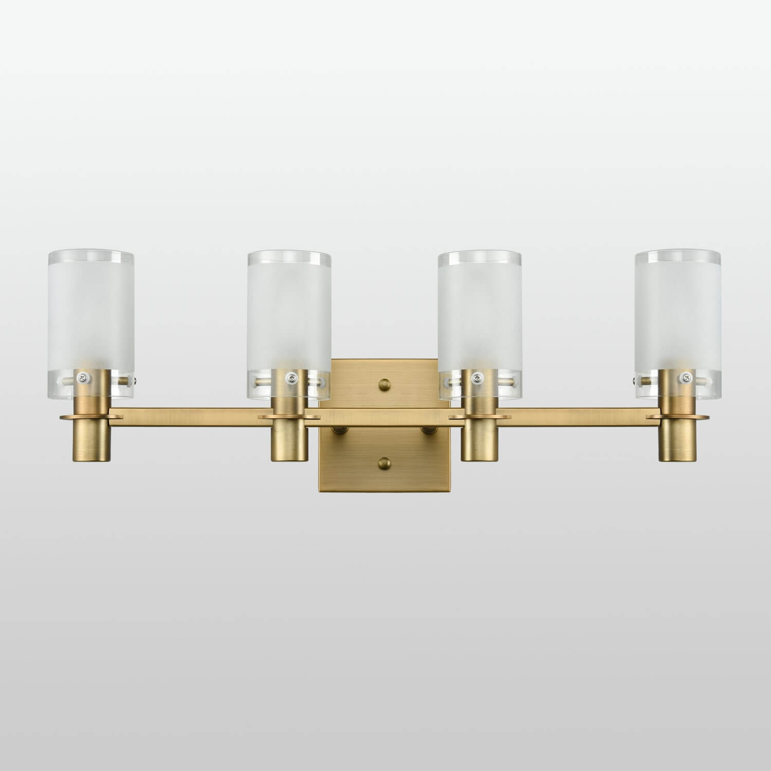Modern Brass Bathroom Vanity Fixture with Frosted Glass 4 Lights Claxy