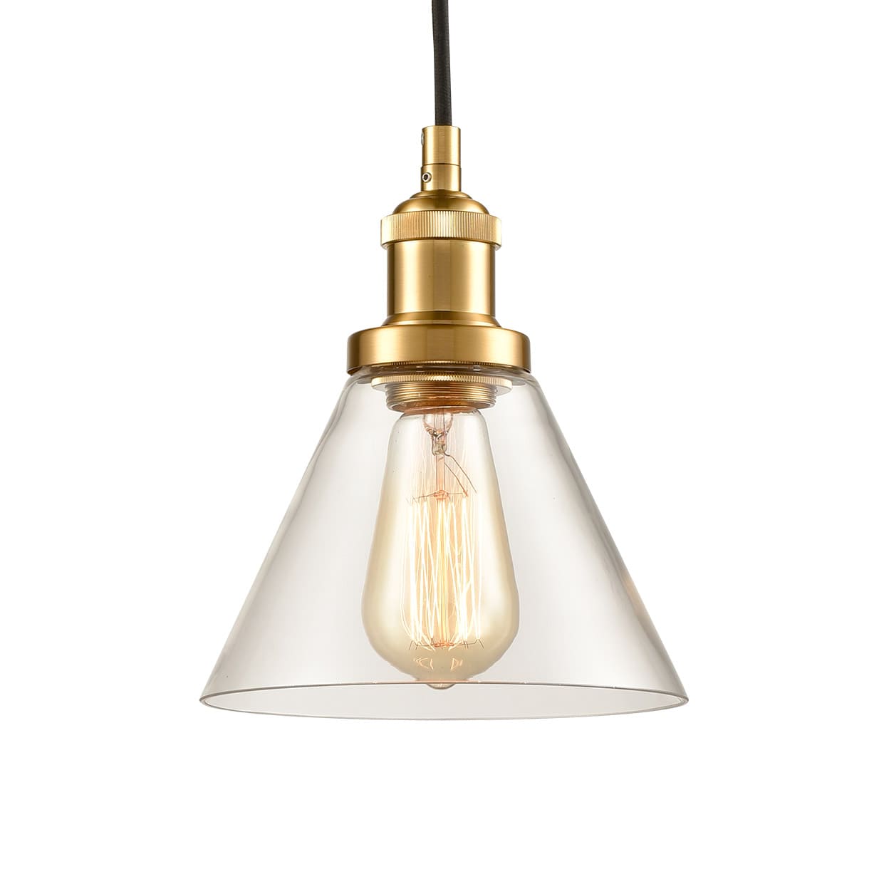 Brass mini Industrial Coneshaped Glass Pendant Light Claxy