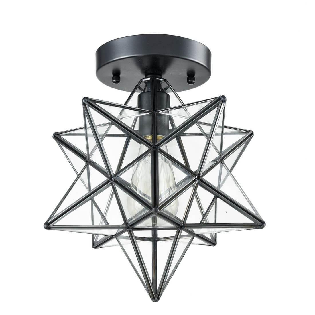 Industrial Moravian Star Ceiling Light with Clear Glass 12 Inches