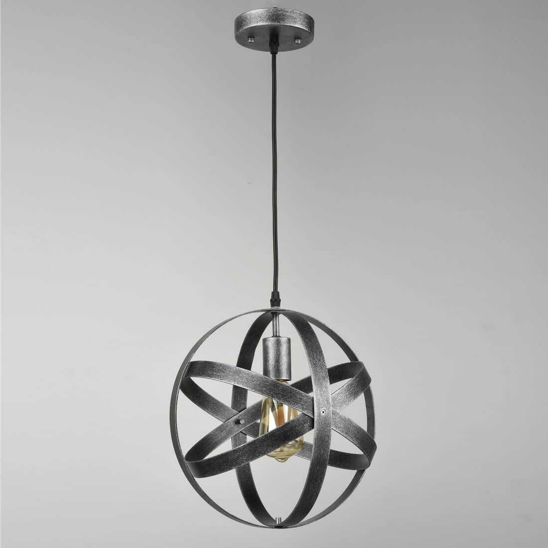 Industrial Globe Pendant Light Antique Silver Kitchen island Lights