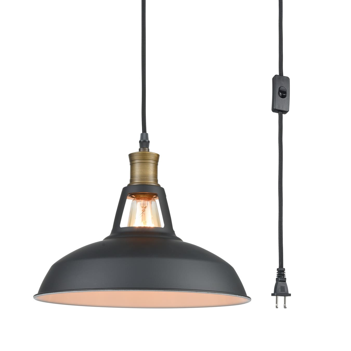 Industrial Plug in Pendant Light Barn Shape with On/Off Switch