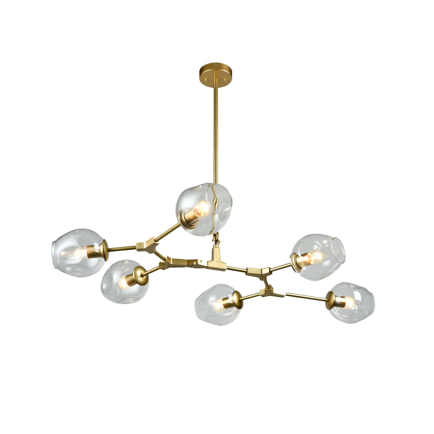 Modern Chandelier Gold Dinging Room Fixture with Clear Glass - 6 Light