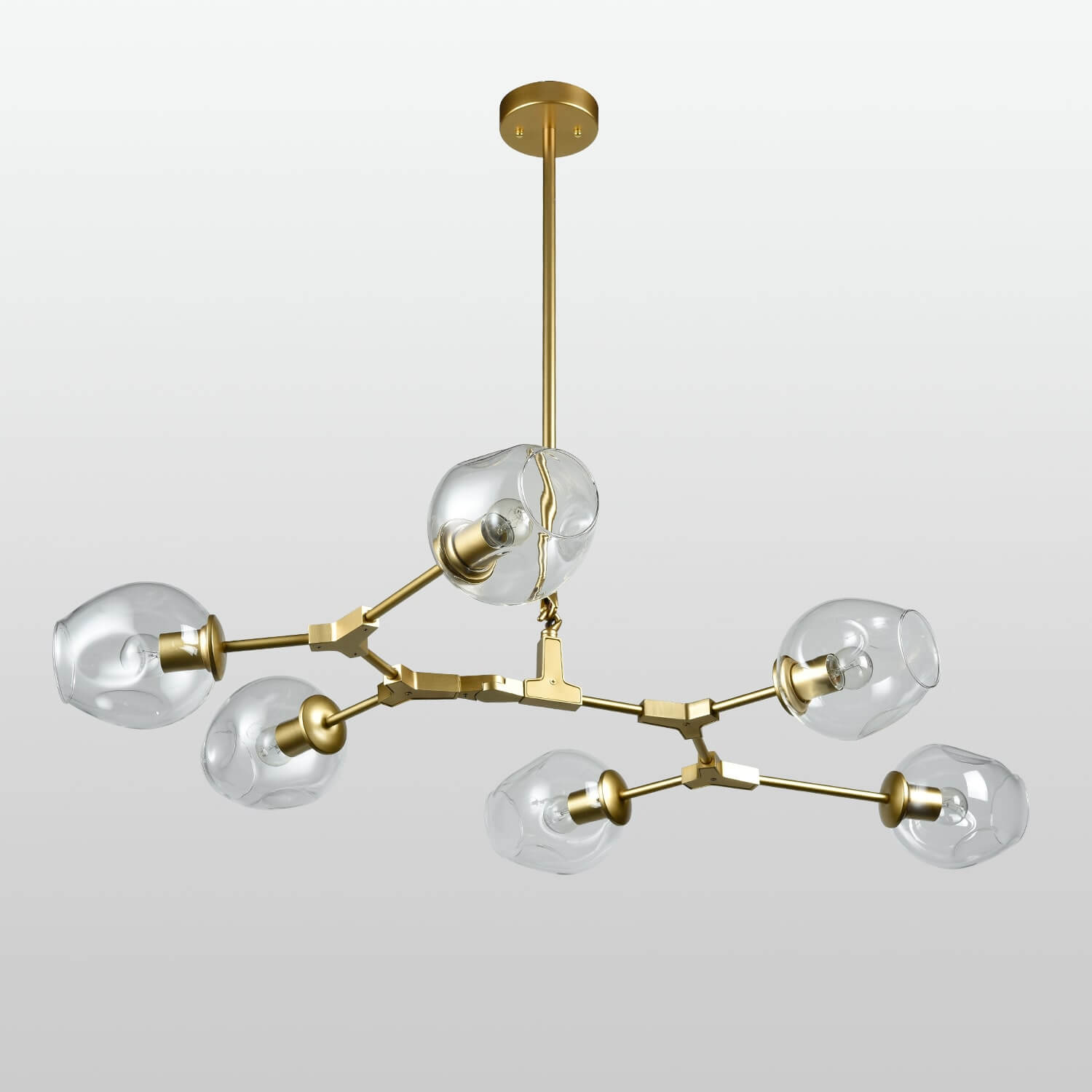 Modern Chandelier Gold Dinging Room Fixture with Clear Glass - 6 Light