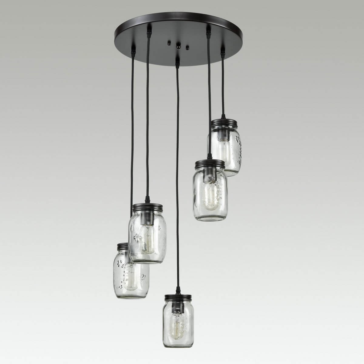 Bronze Industrial Mason Jar Pendant Light 5 Lights Claxy