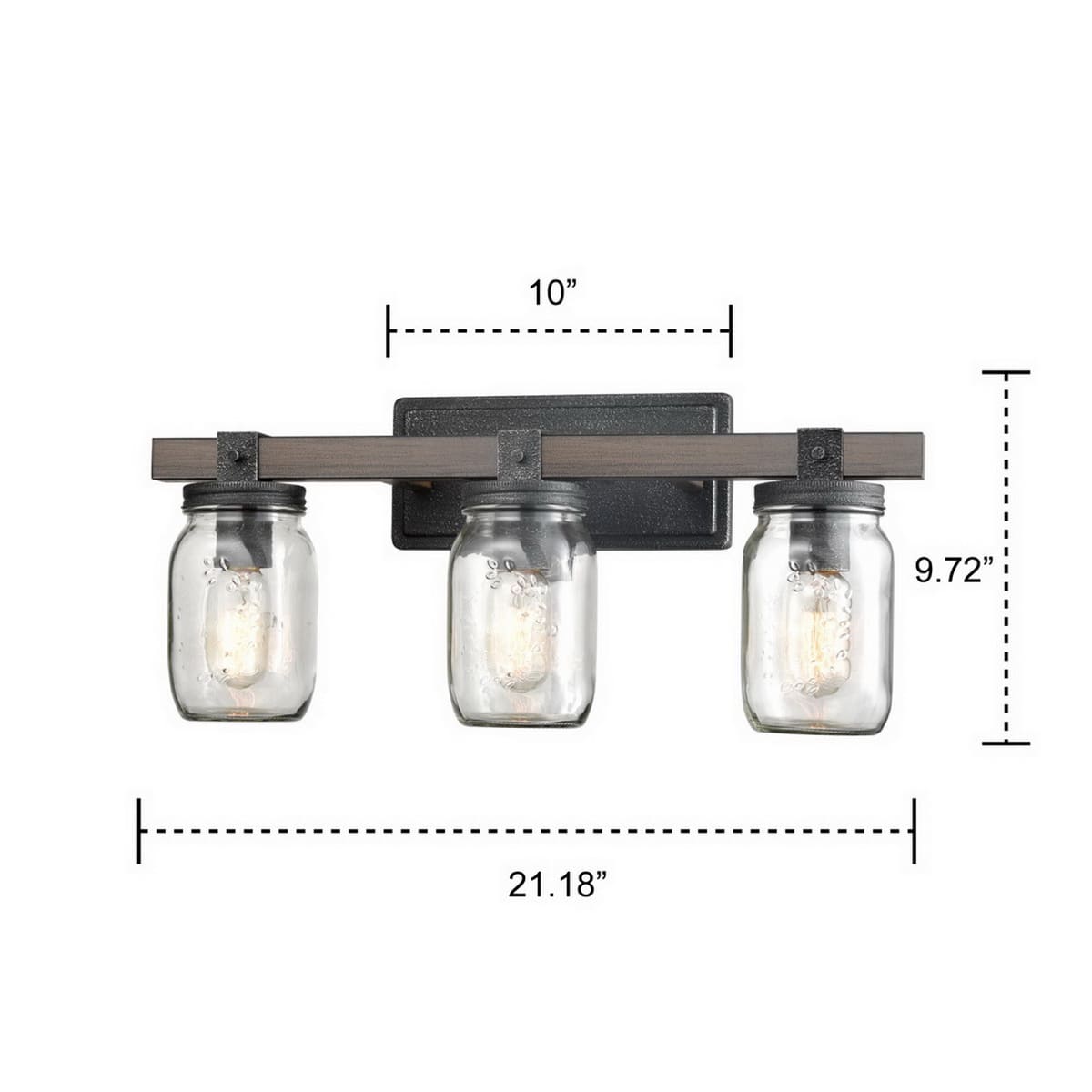 Vintage Mason Jar Bathroom Vanity Light - 3 Lights | Claxy