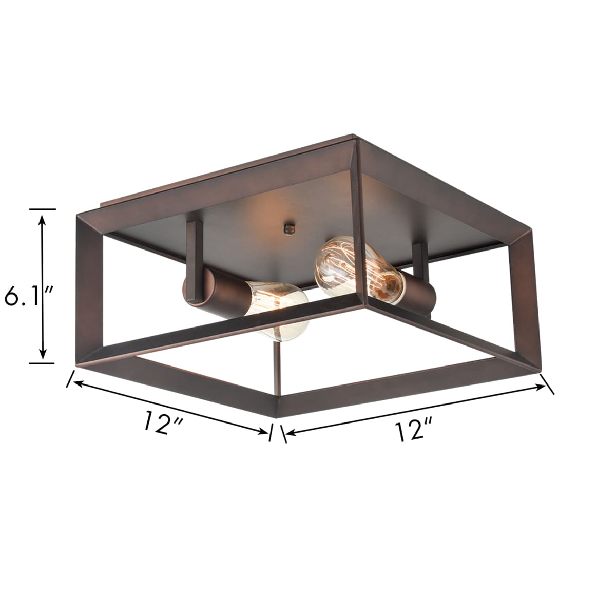 Metal Square Cage Flush Mount Ceiling Lights, Rubbed Bronze