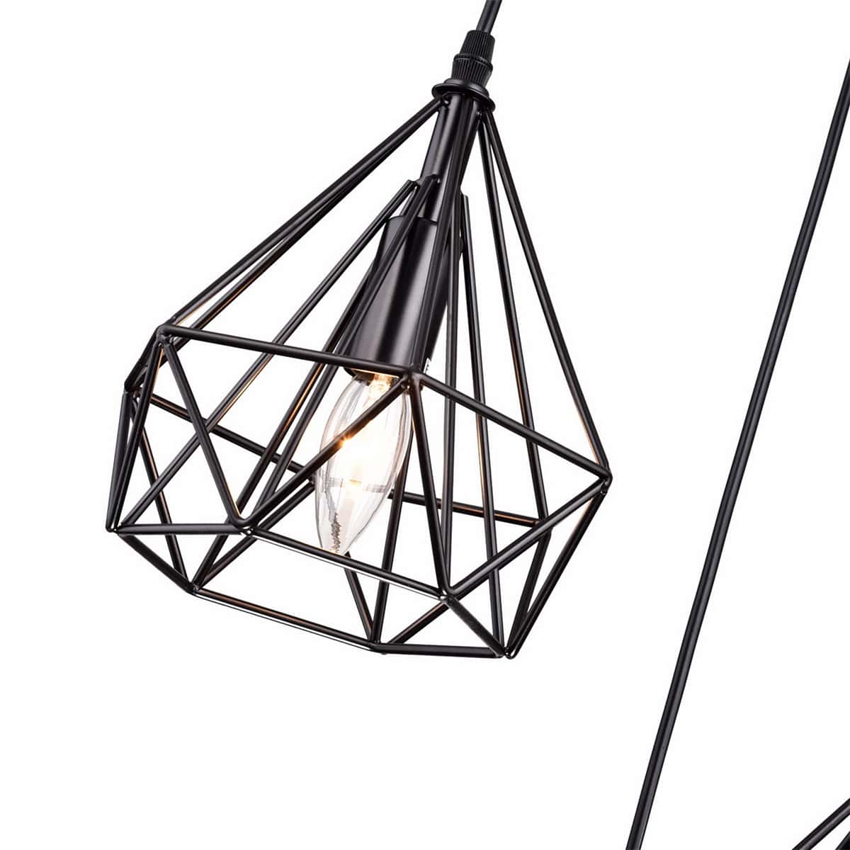 Cluster Metal Wire Diamond Shade Kitchen Pendant Fixture 3 Lights Claxy