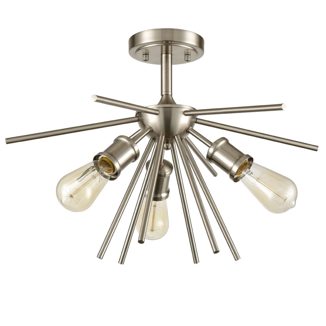 Brushed Nickel Mid Century Sputnik Chandelier Ceiling Light Claxy