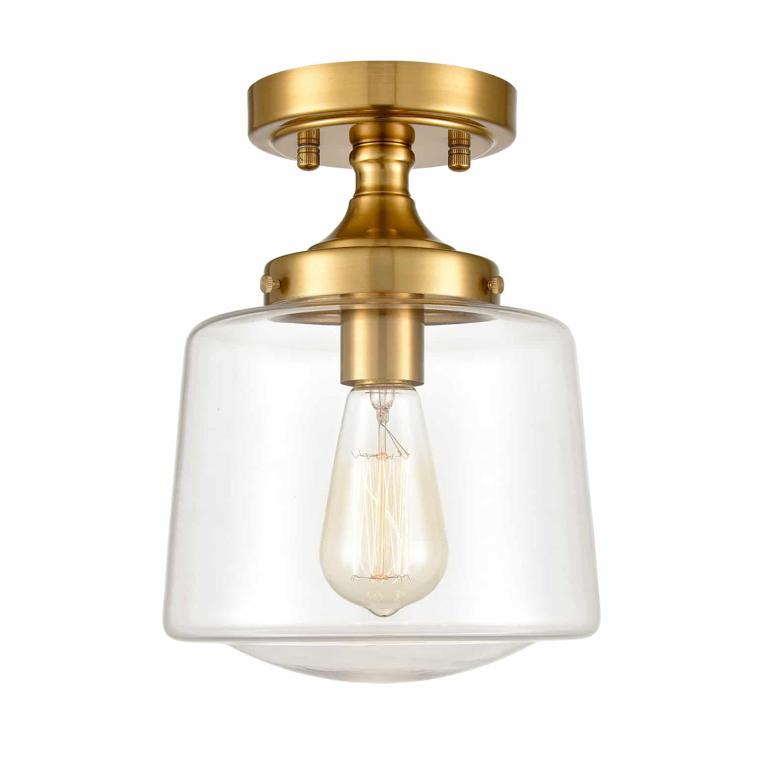 Brass Mid Century Retro Glass Modern Semi Flush Mount Ceiling Light Claxy - Contemporary Semi Flush Mount Ceiling Lights