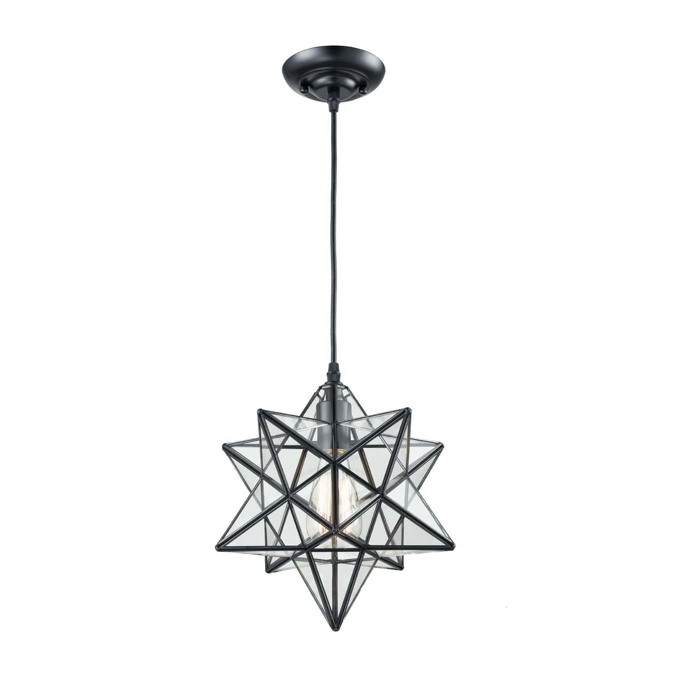 Moravian Star Clear Glass Shade Pendant Light Claxy