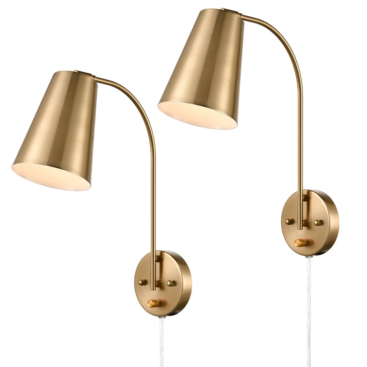 Modern Yellow Gold Plugin Wall Lights Set of 2 Claxy