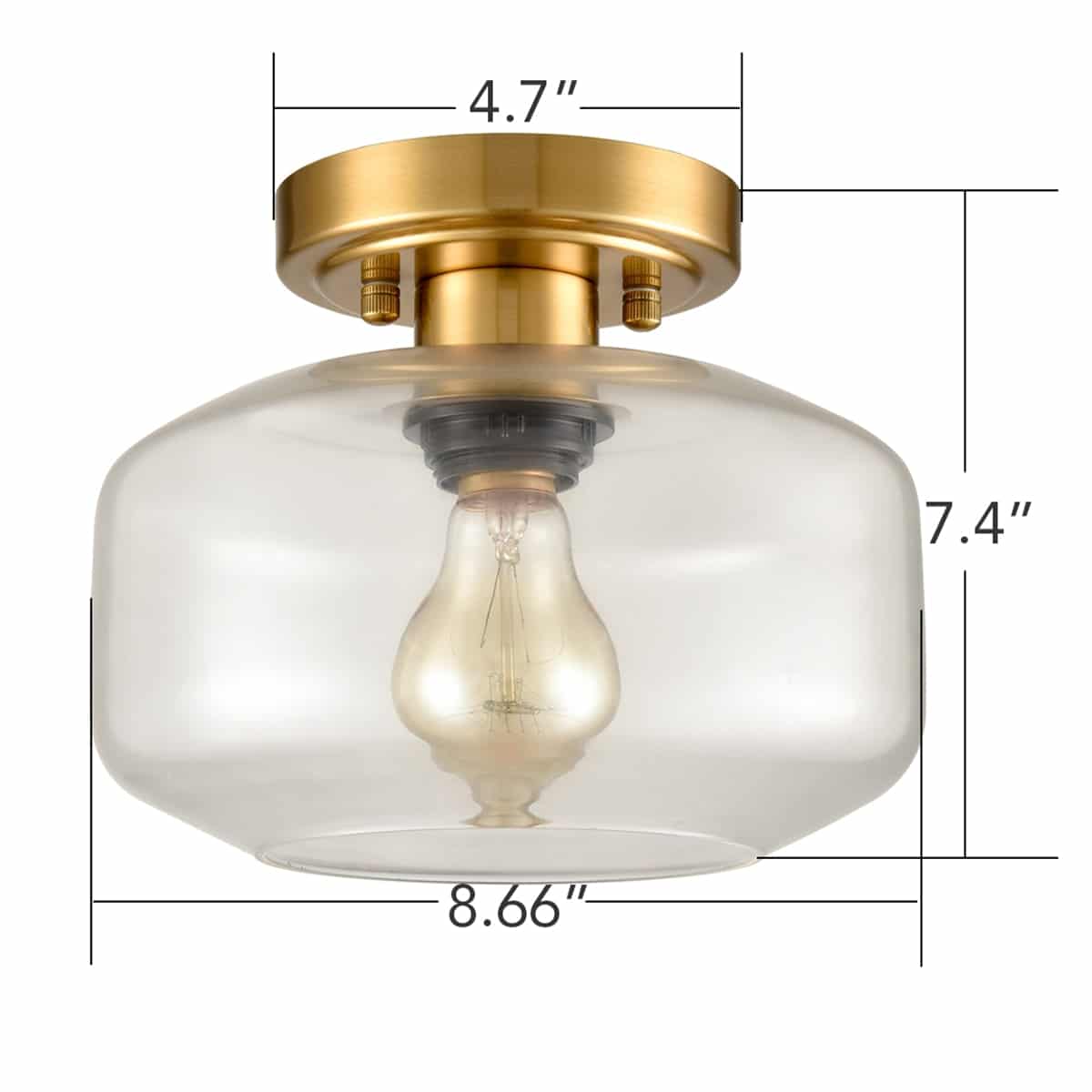 Open Glass Drum Shade Modern Semiflush Ceiling Light Claxy