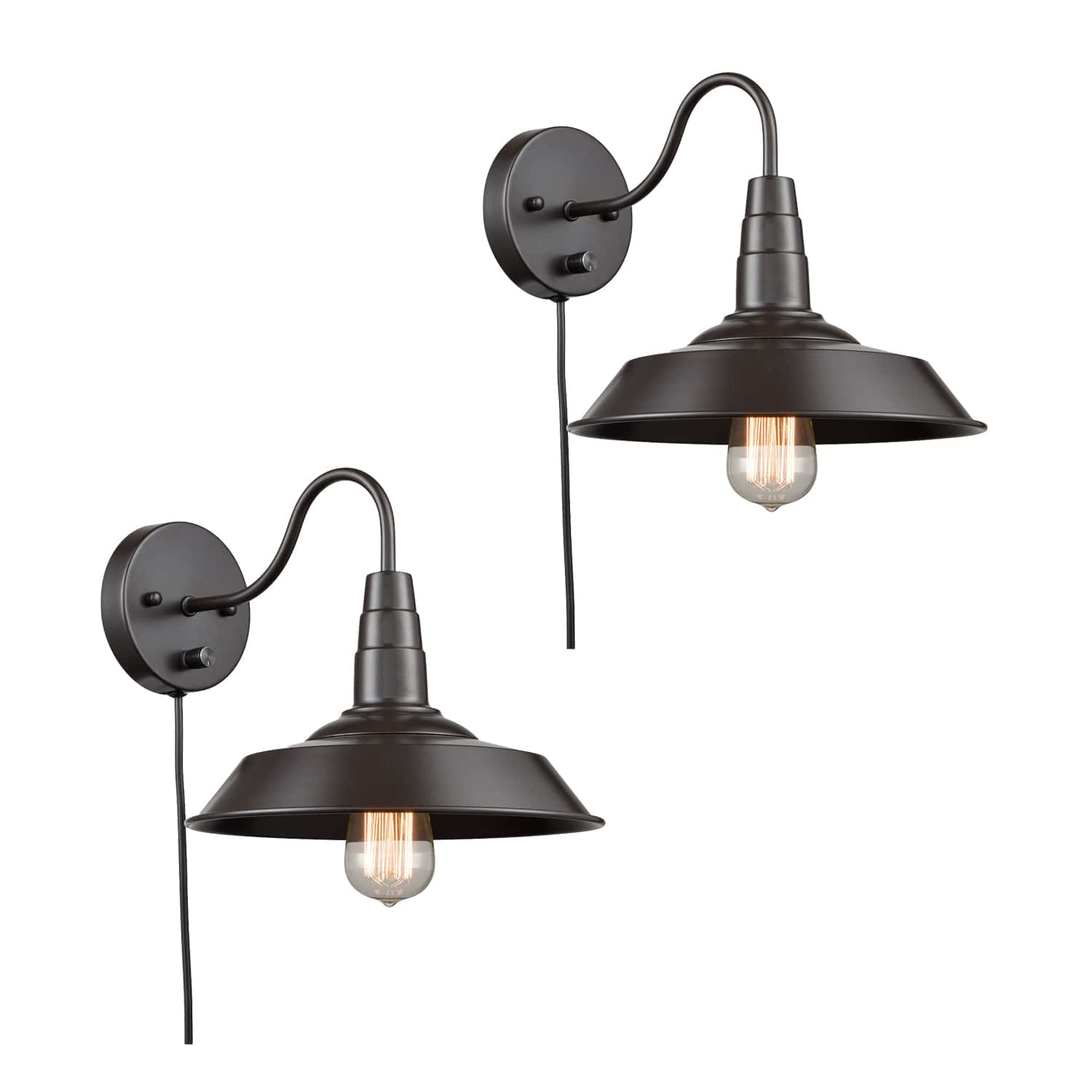 Bronze Gooseneck Metal Wall Sconces - 2 Lights | Claxy - Metal Wall Sconces Industrial Apartment