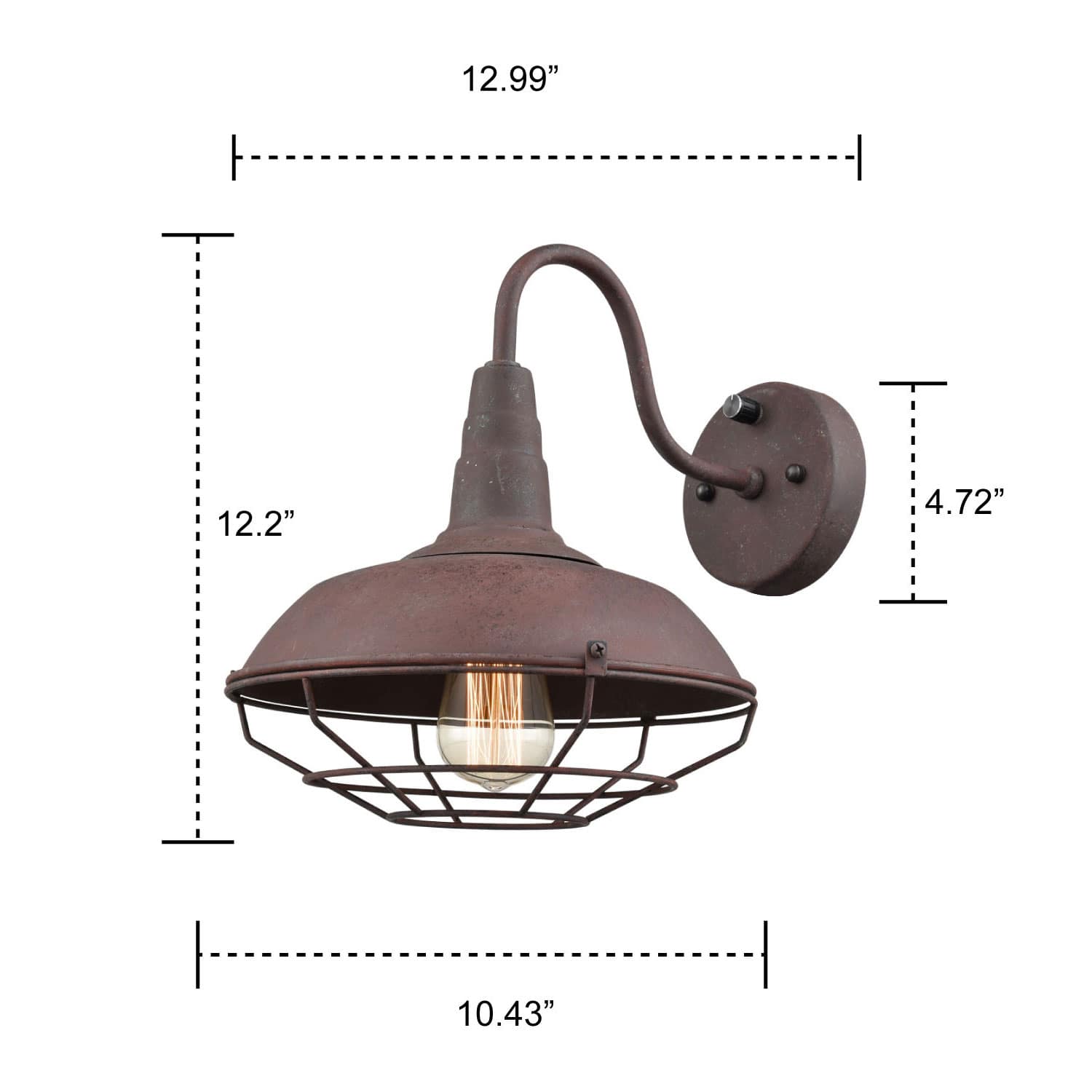 Rustic Barn Cage Shade Metal Plug in Wall Lights Claxy