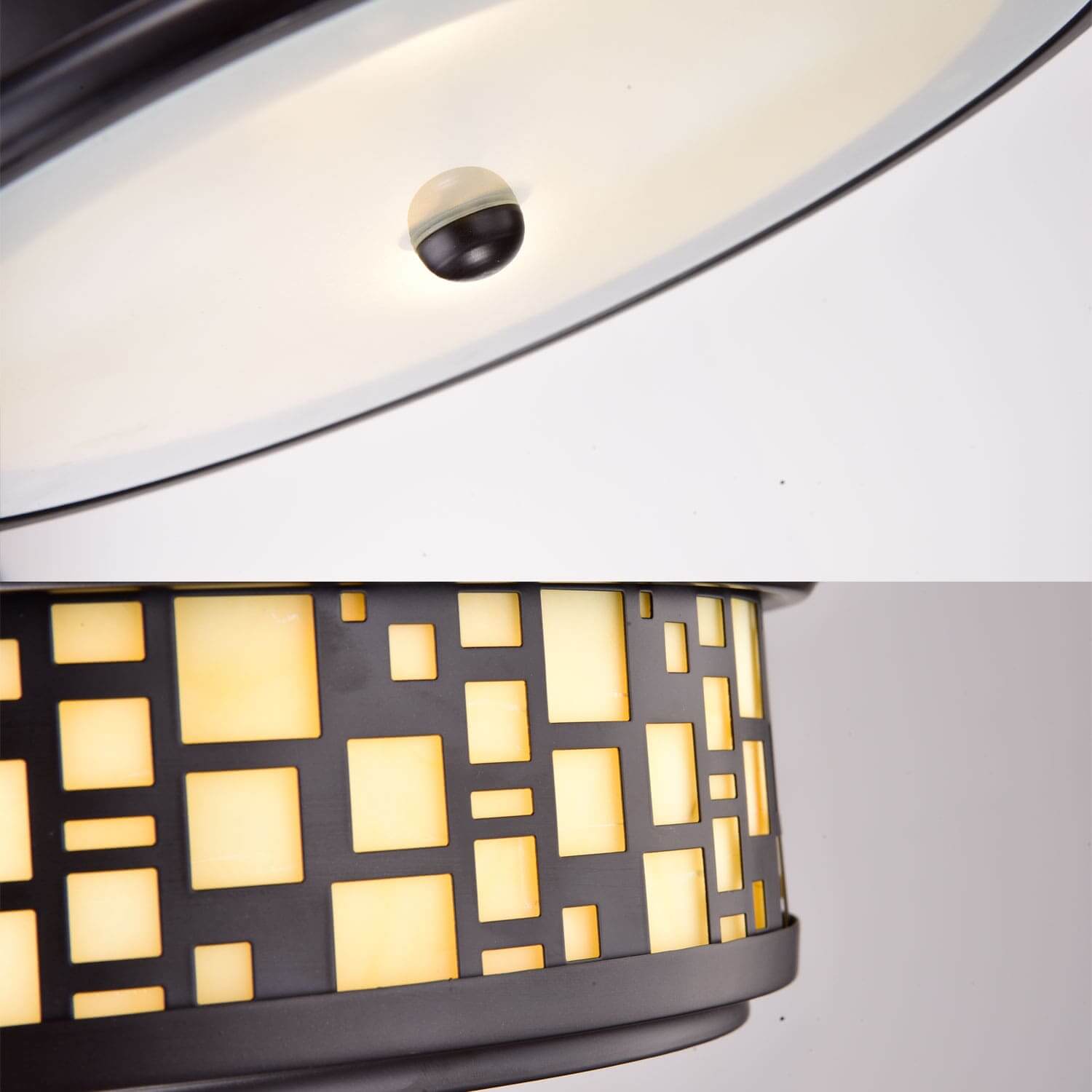 Drum Shade Resin Flush-Mount Ceiling Lights with Frosted Glass